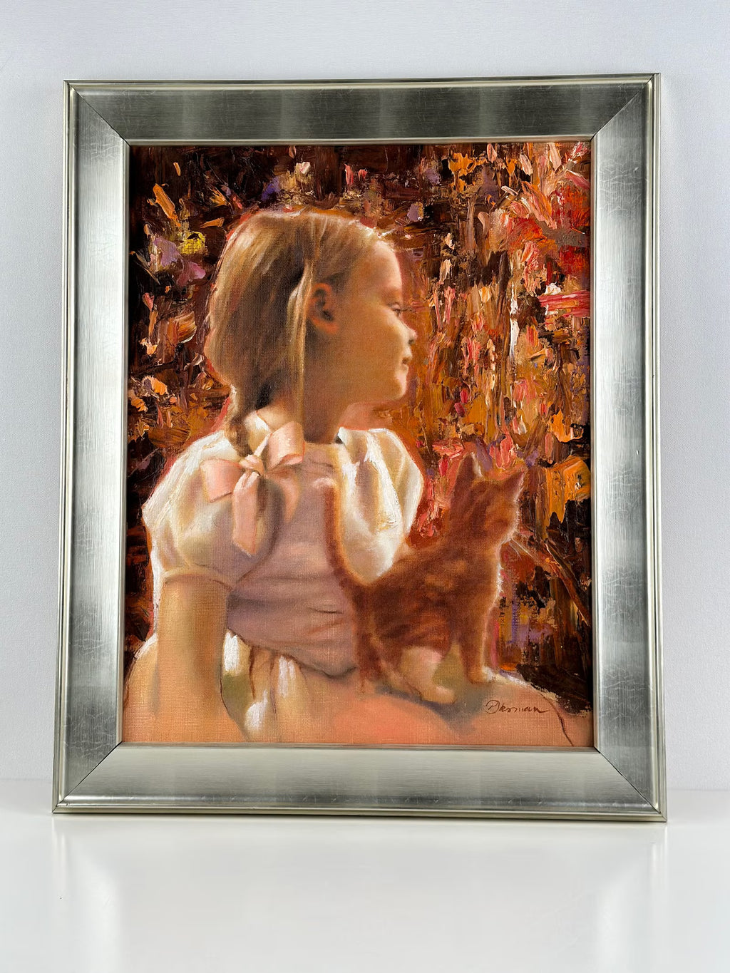 🎨 Paula Oksman – Öljyvärimaalaus, lapsi ja kissa