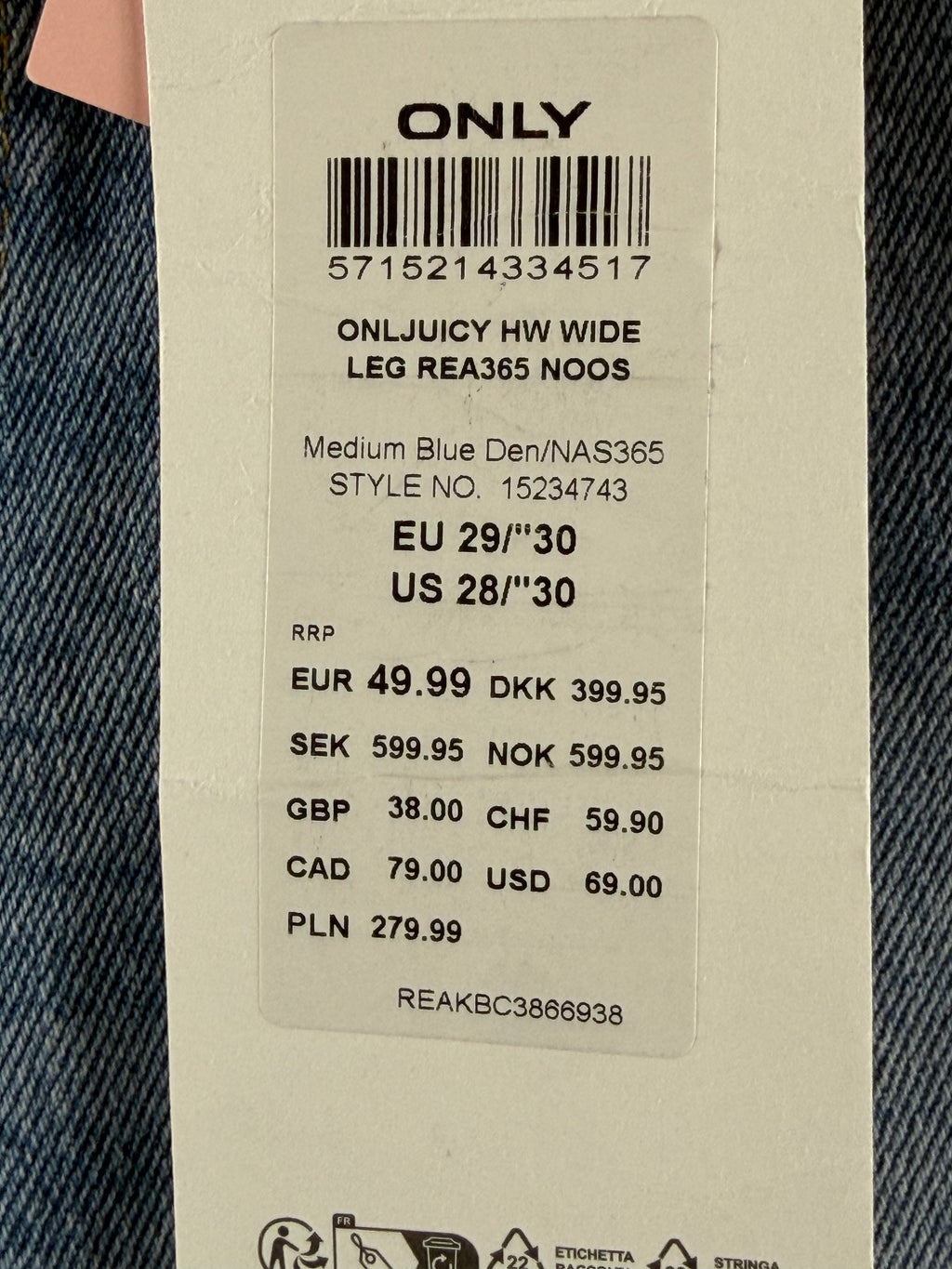 ONLY wide leg farkut W29/L30