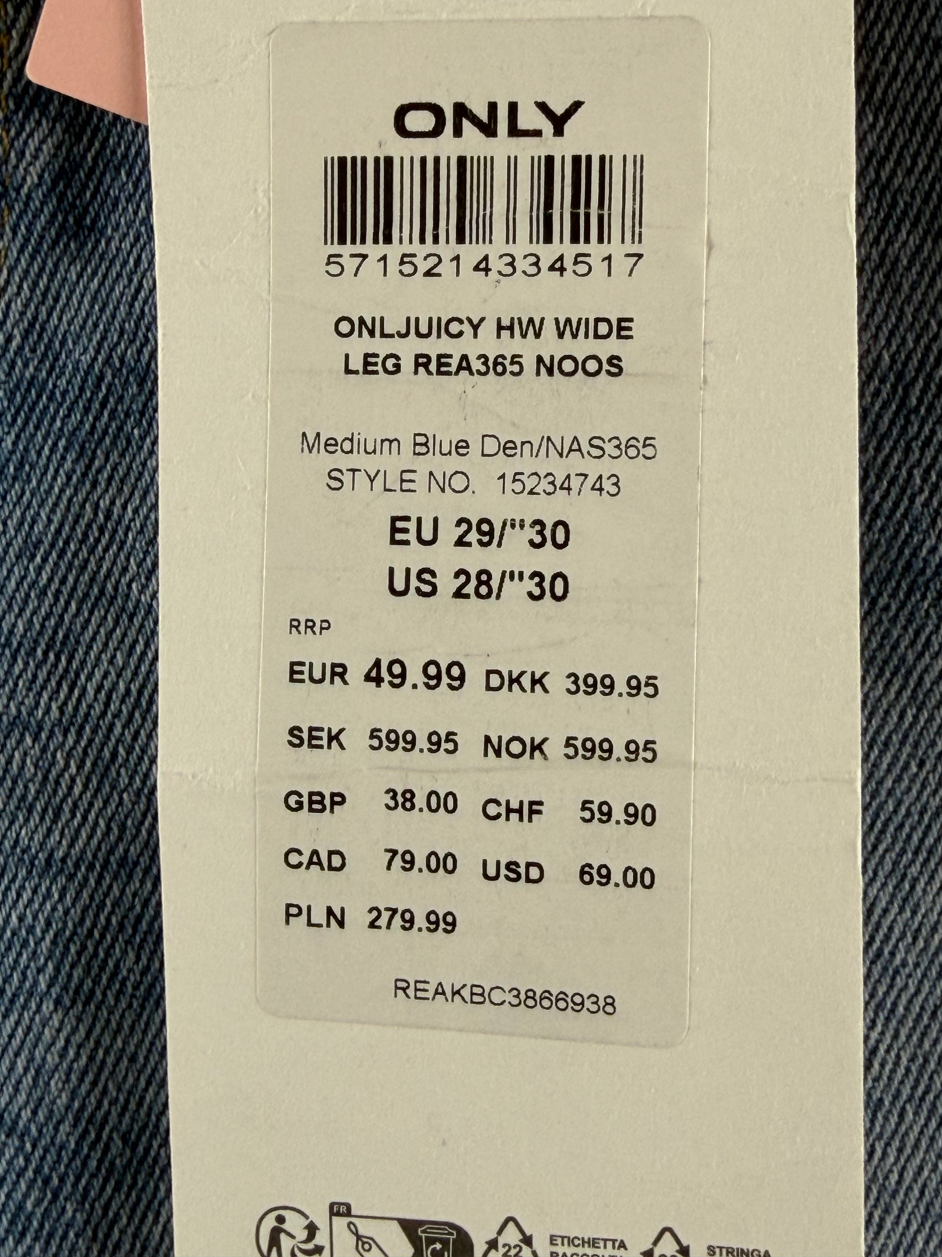 ONLY wide leg farkut W29/L30
