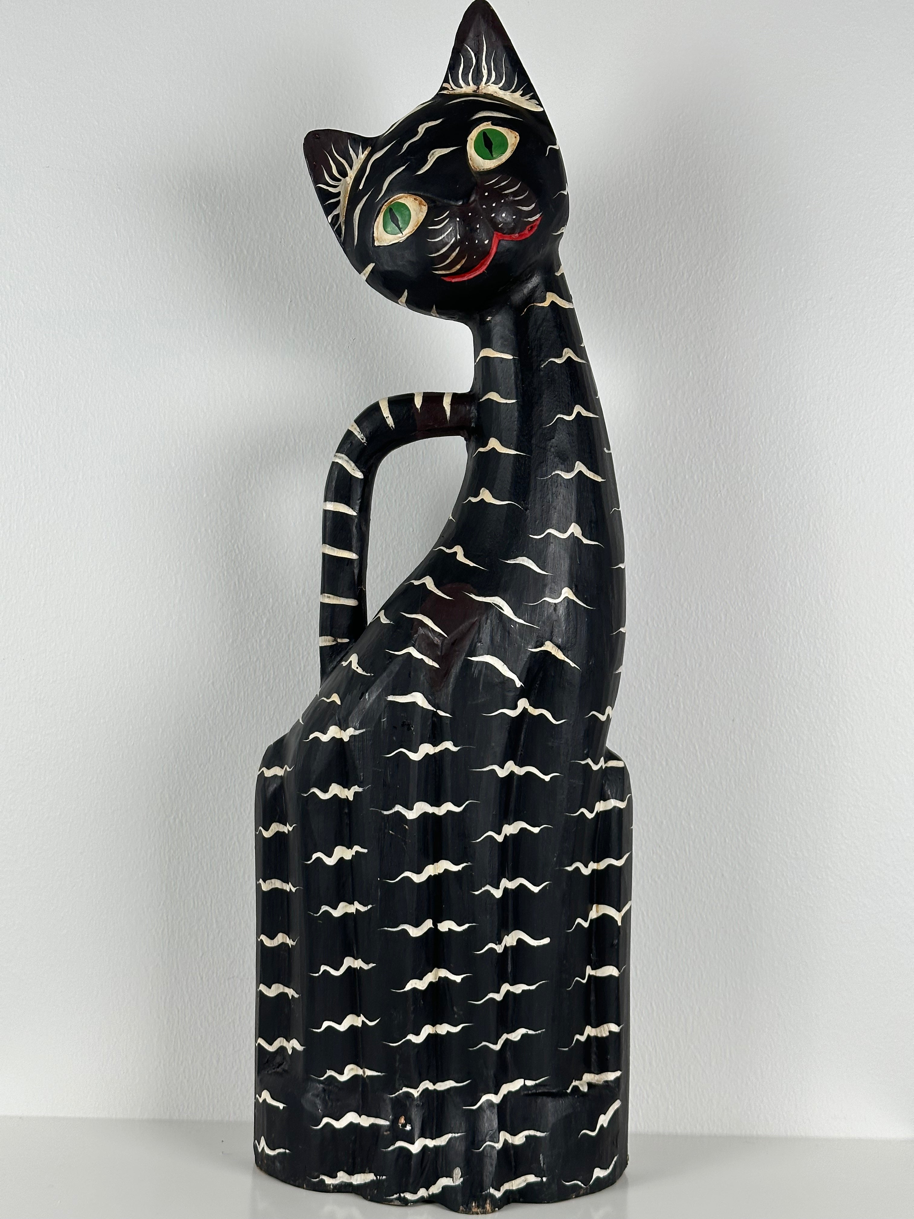 Käsintehty vintage-kissa – Meksikolaista keramiikkaa, 33 cm