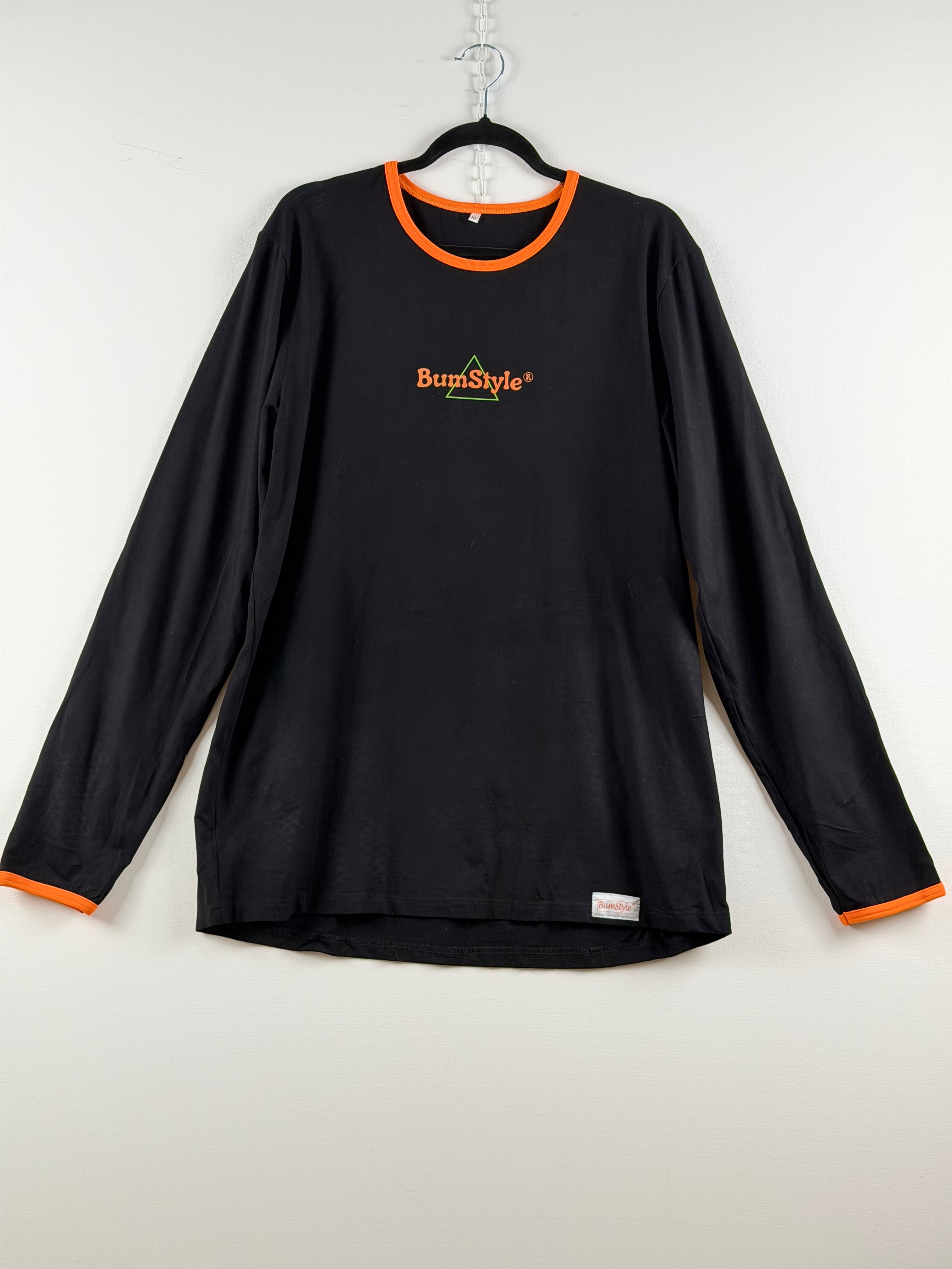 BumStyle Pitkähihainen bambupaita – musta/oranssi