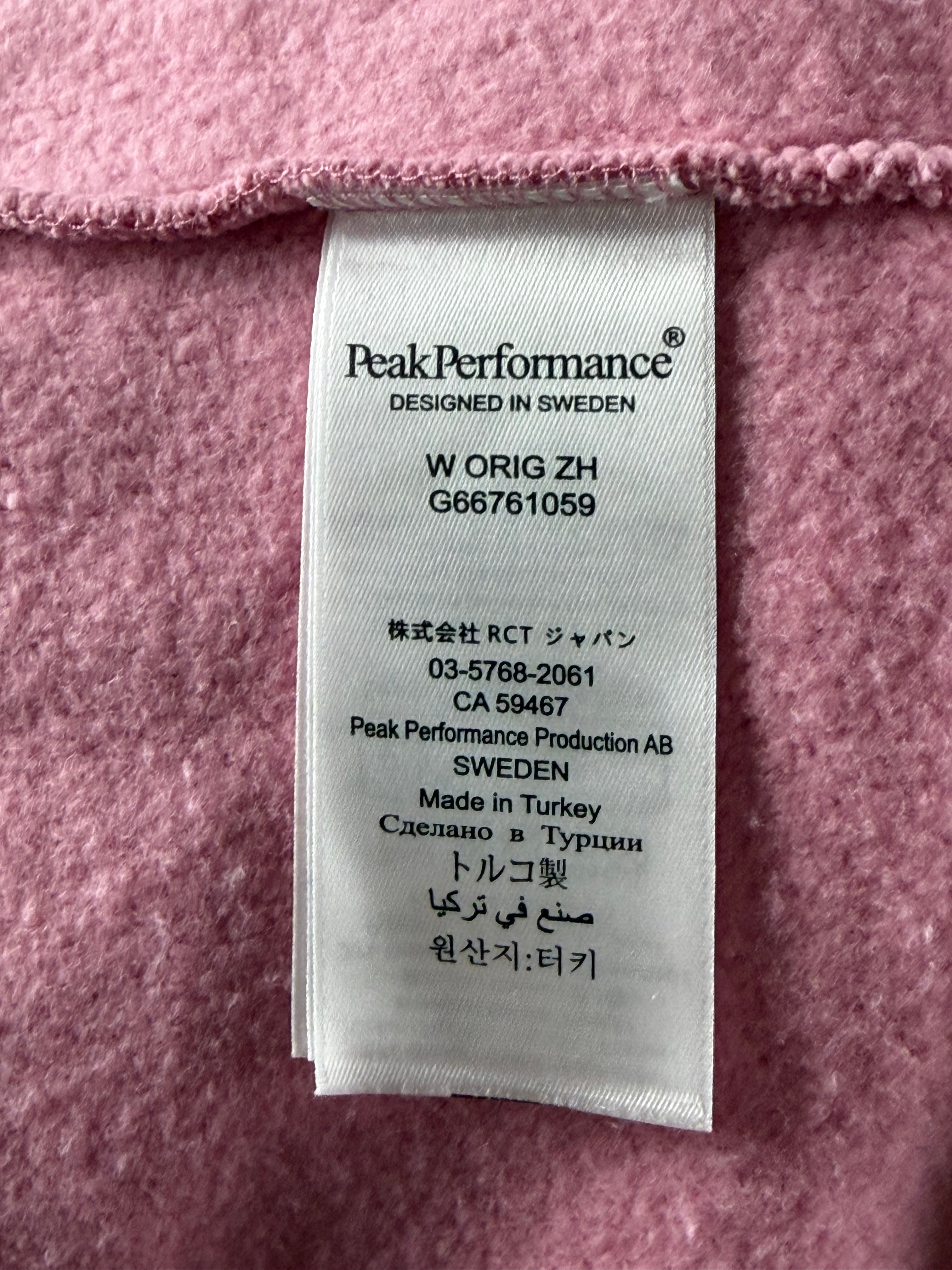 Peak Performance Original Zip Hood – vaaleanpunainen huppari, koko S
