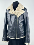 Jofama Bella – Naisten musta biker-nahkatakki teddyvuorella (koko 38)