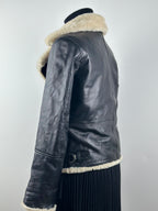 Jofama Bella – Naisten musta biker-nahkatakki teddyvuorella (koko 38)