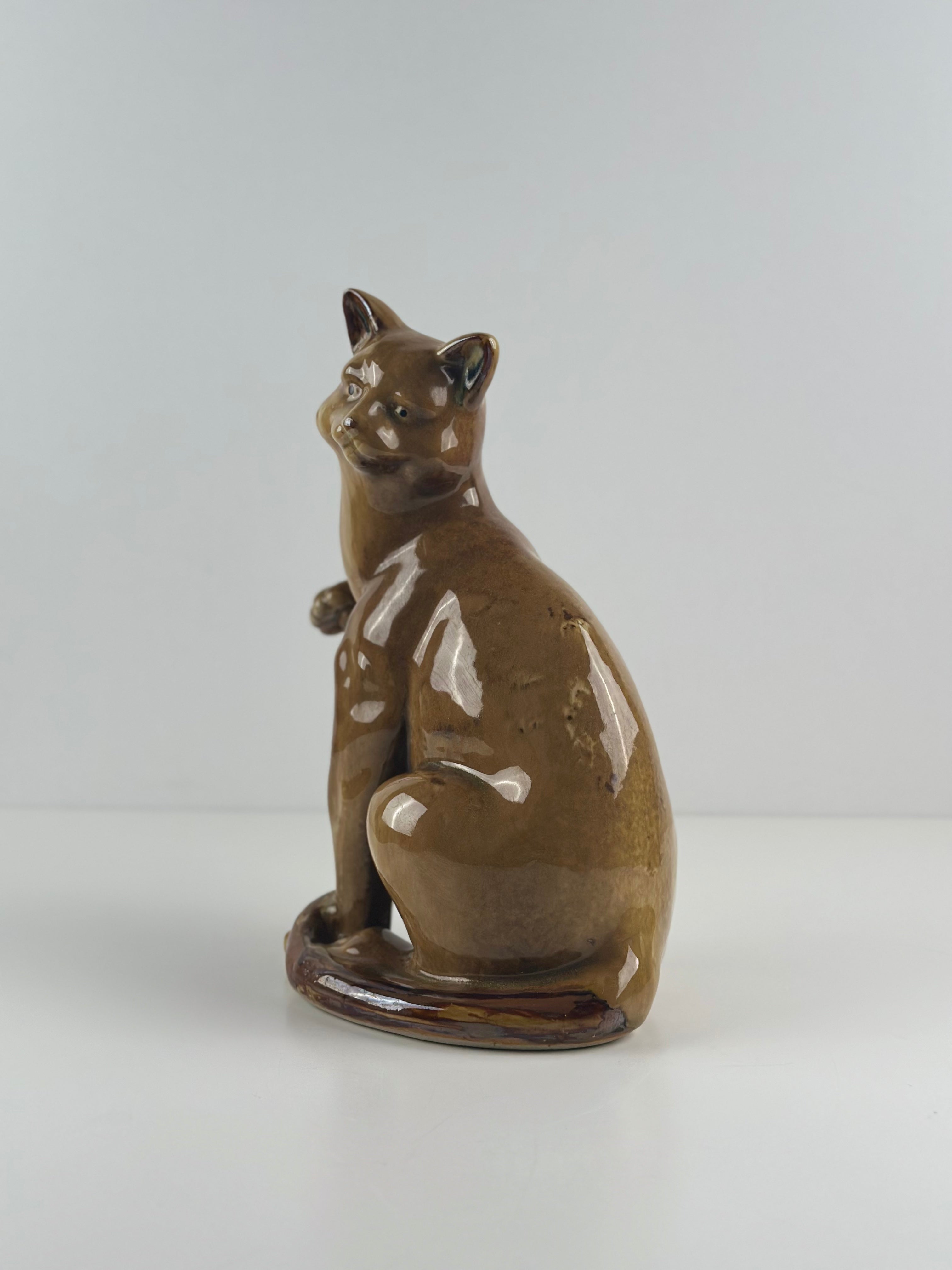 Iso vintage-kissapatsas – lasitettua keramiikkaa (29 cm)