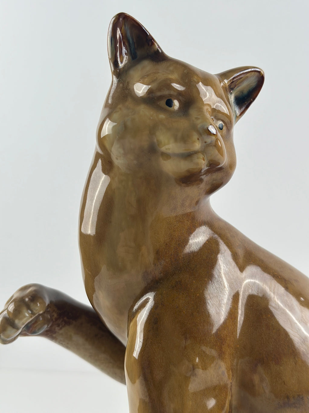 Iso vintage-kissapatsas – lasitettua keramiikkaa (29 cm)