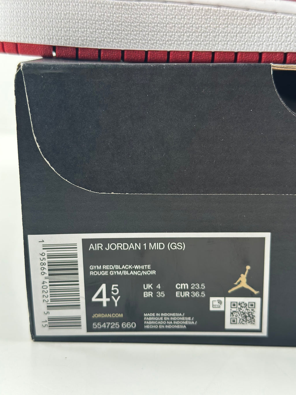 Air Jordan 1 Mid (GS) – Gym Red / Black / White