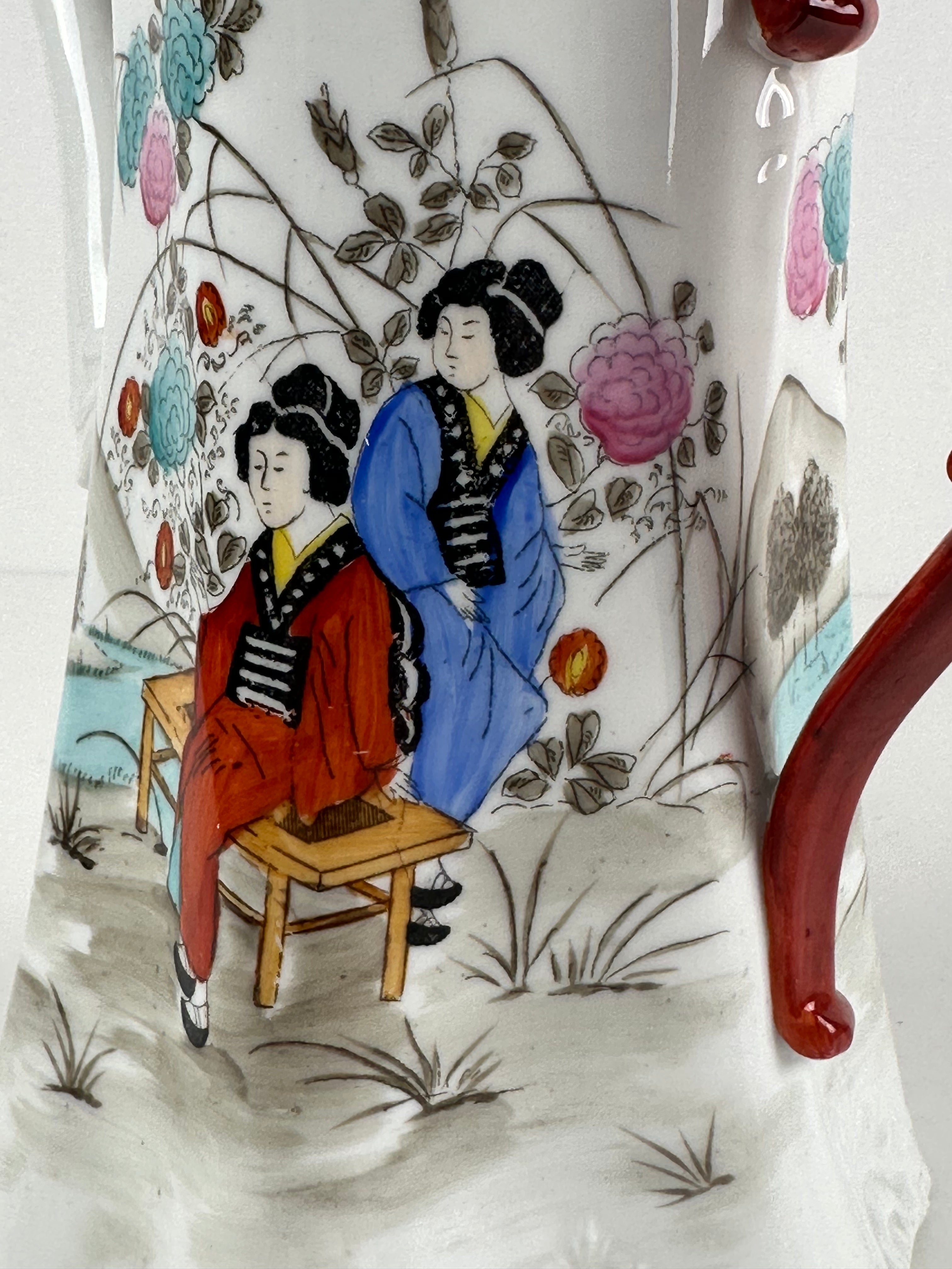 Vintage itämainen posliinikannu – käsinmaalattu – 23 cm