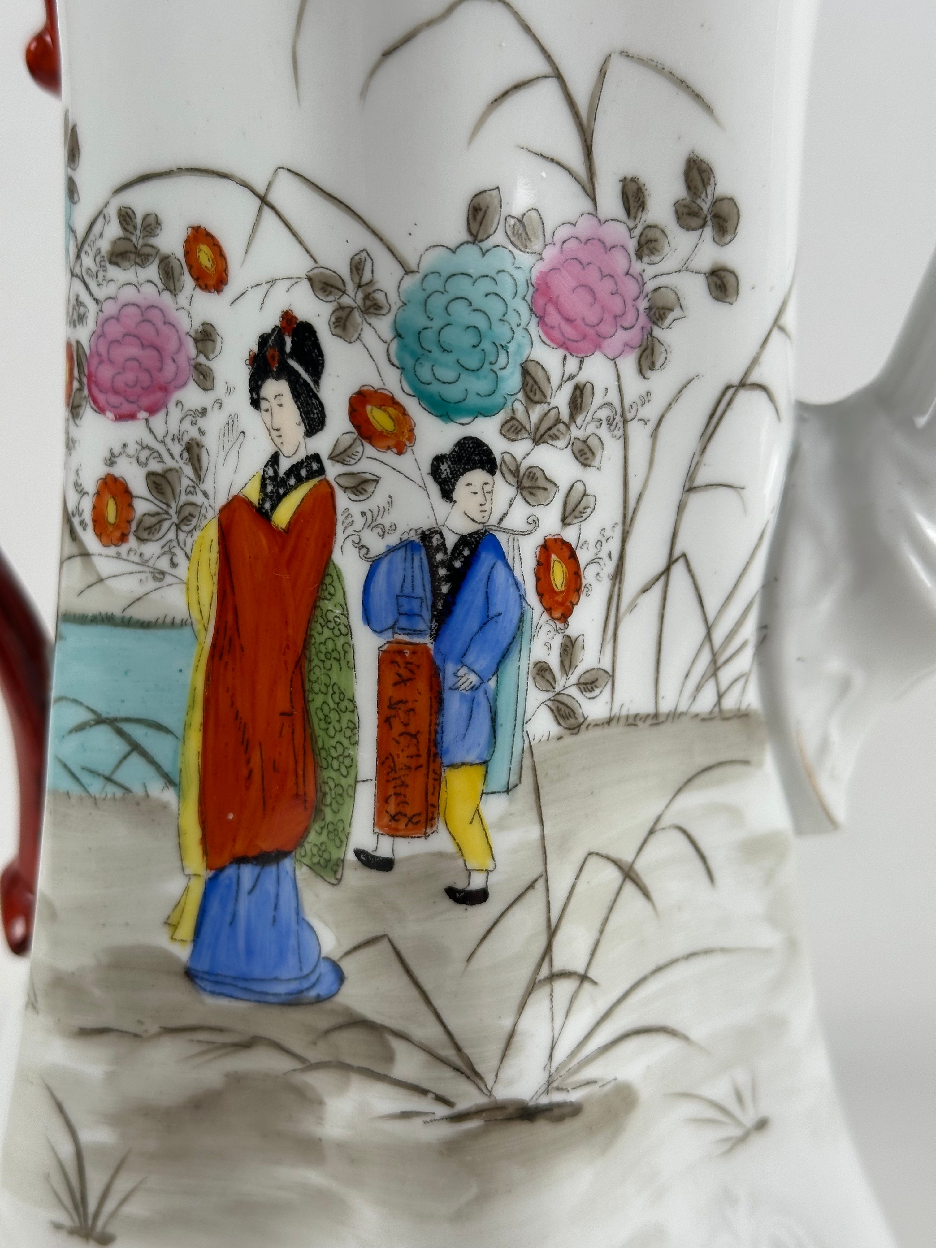 Vintage itämainen posliinikannu – käsinmaalattu – 23 cm