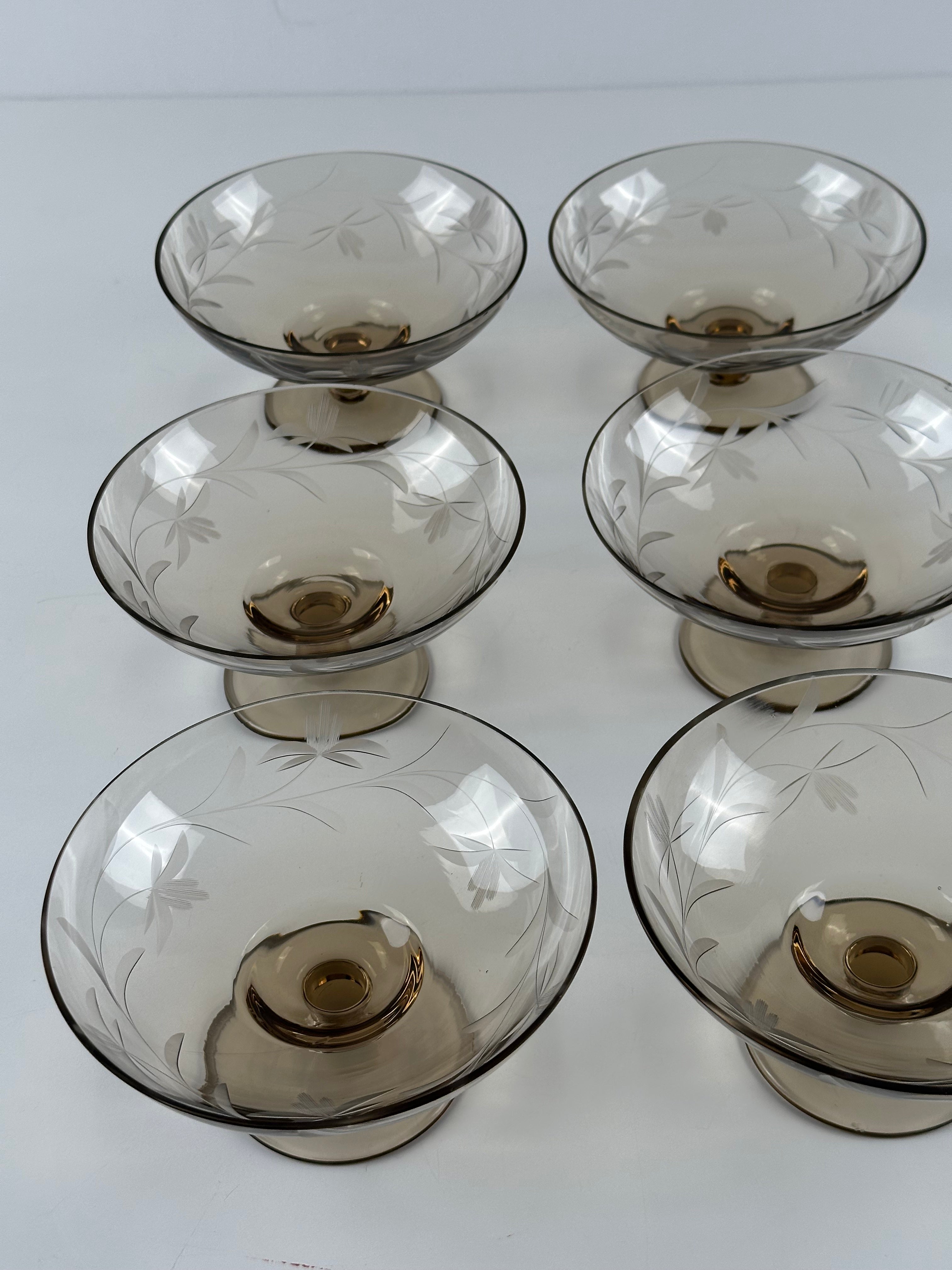 Kumela Finland – vintage jalalliset lasikulhot, 6 kpl