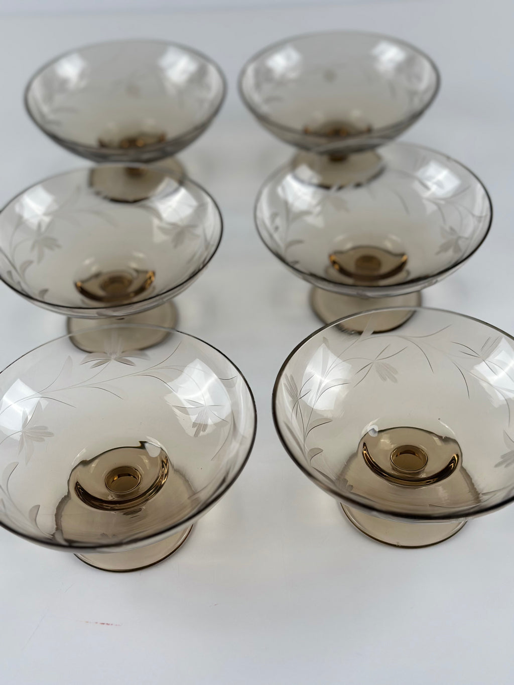 Kumela Finland – vintage jalalliset lasikulhot, 6 kpl