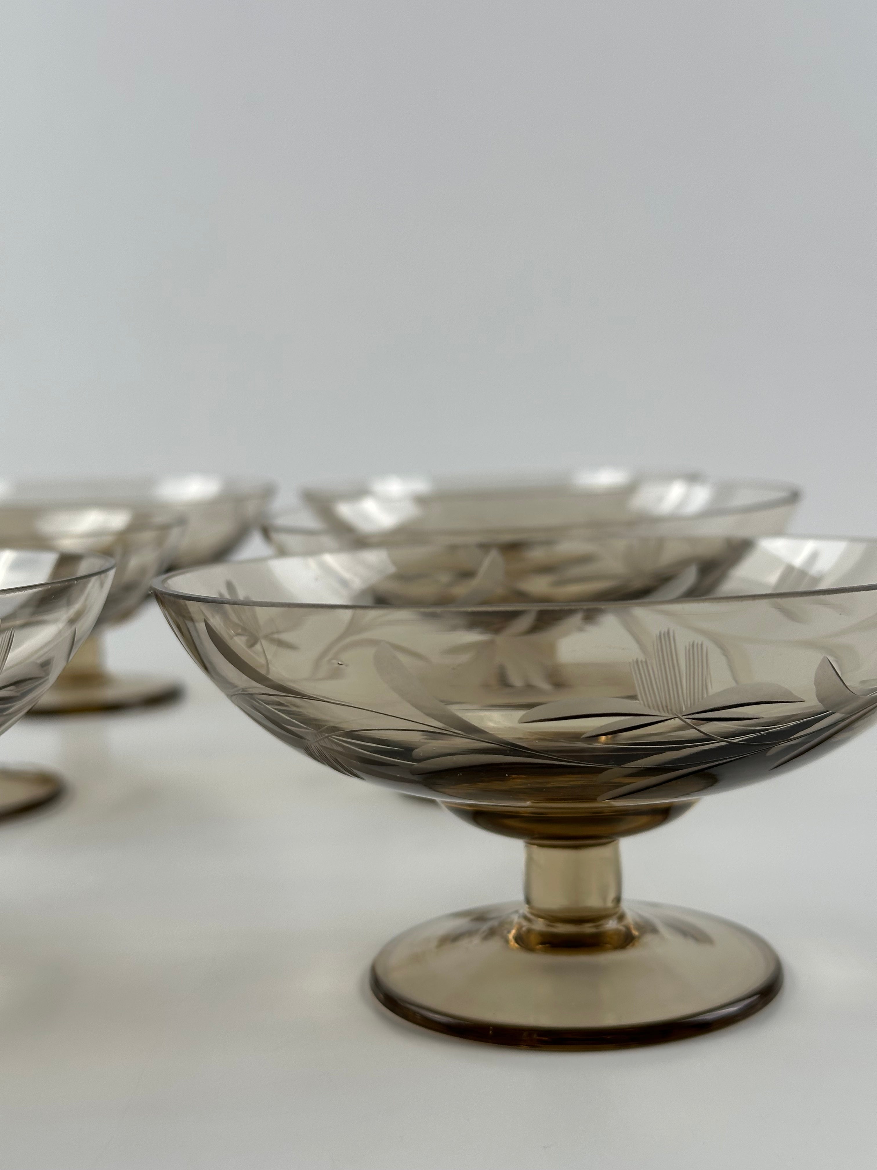 Kumela Finland – vintage jalalliset lasikulhot, 6 kpl