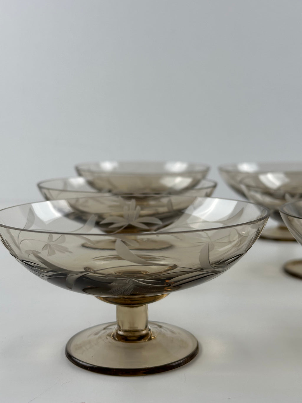 Kumela Finland – vintage jalalliset lasikulhot, 6 kpl