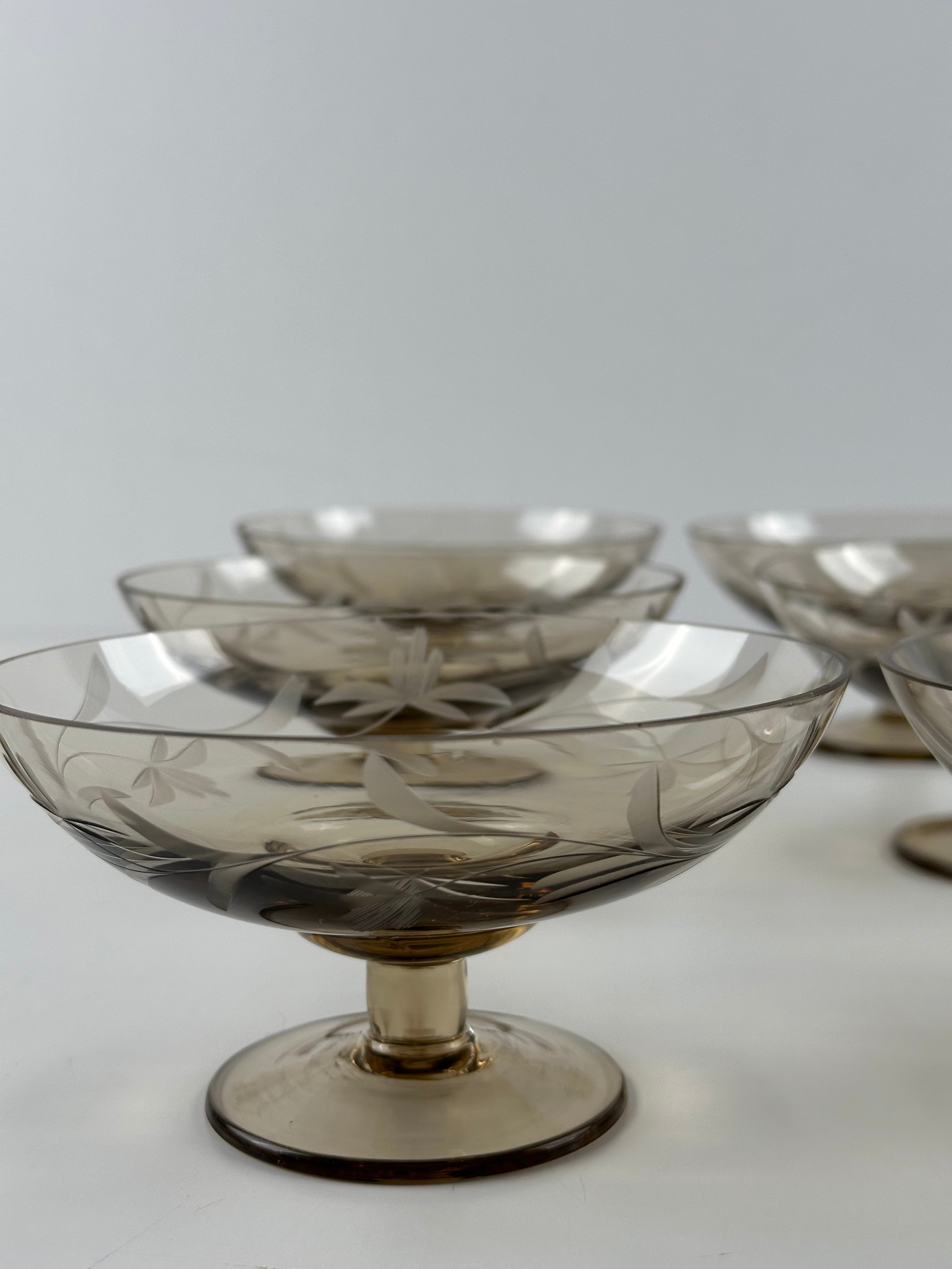 Kumela Finland – vintage jalalliset lasikulhot, 6 kpl