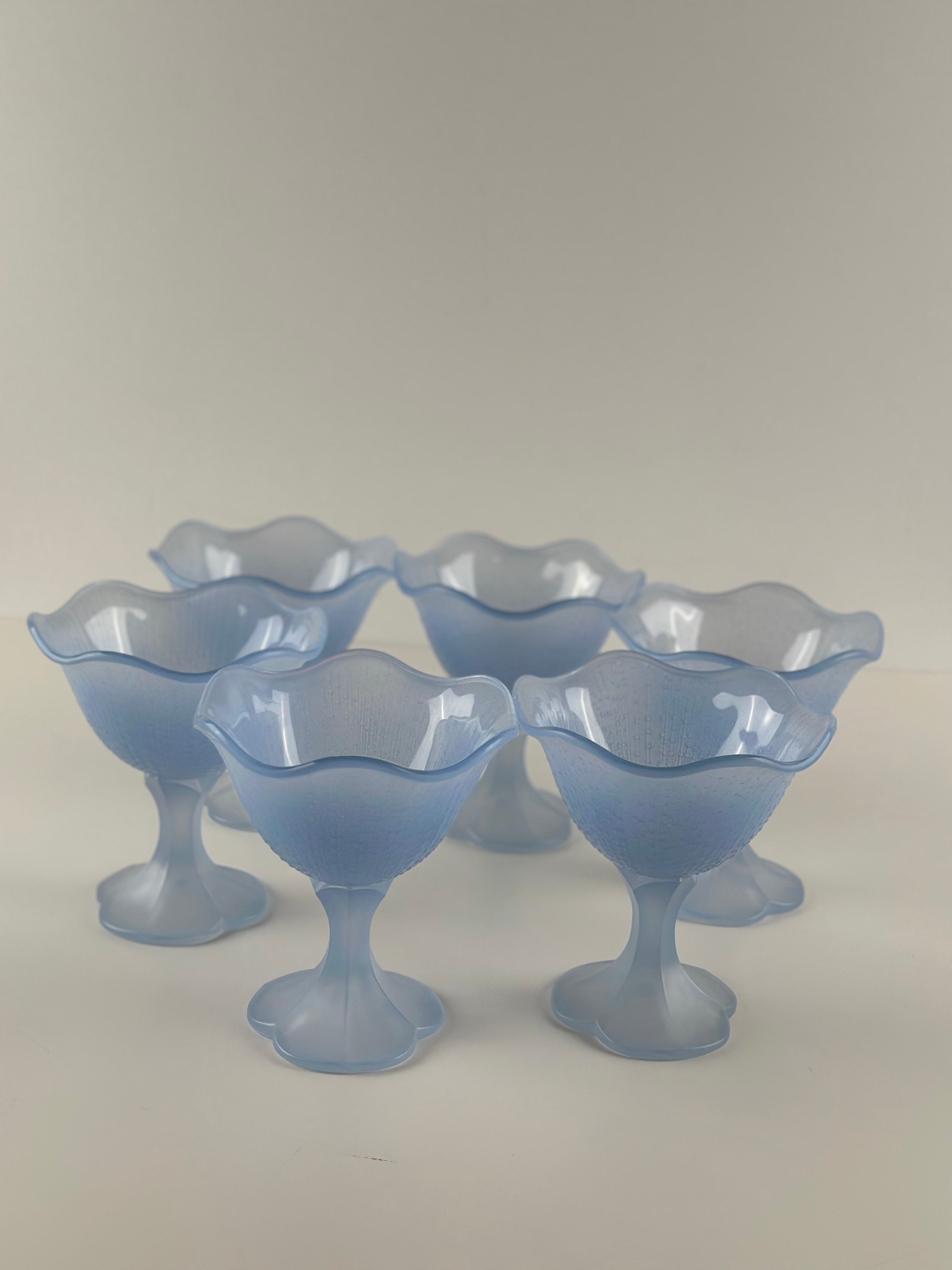 Vintage jalalliset lasimaljat – France – 6 kpl