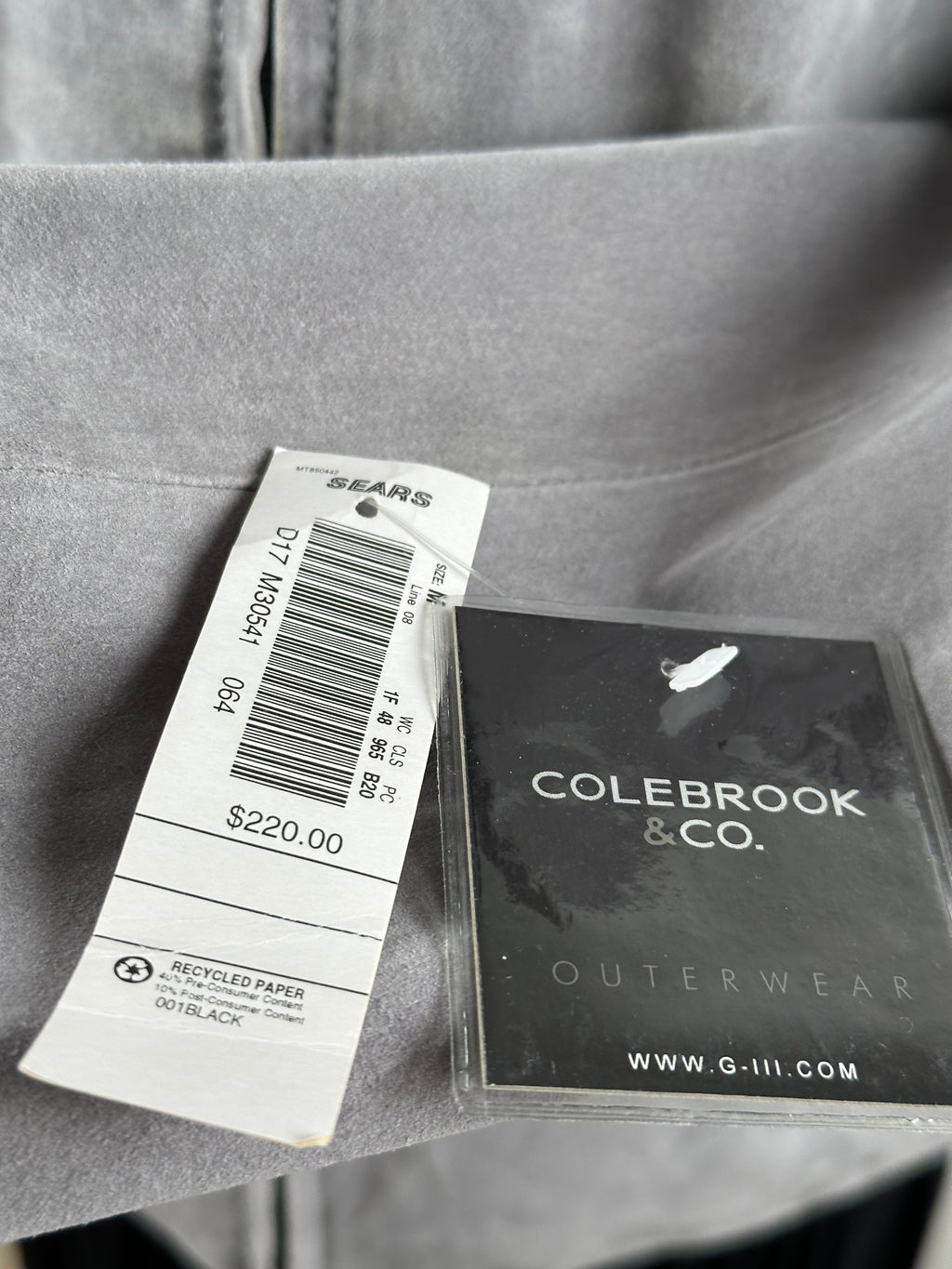 Colebrook & Co. – harmaa nahkatakki, koko M (uusi)