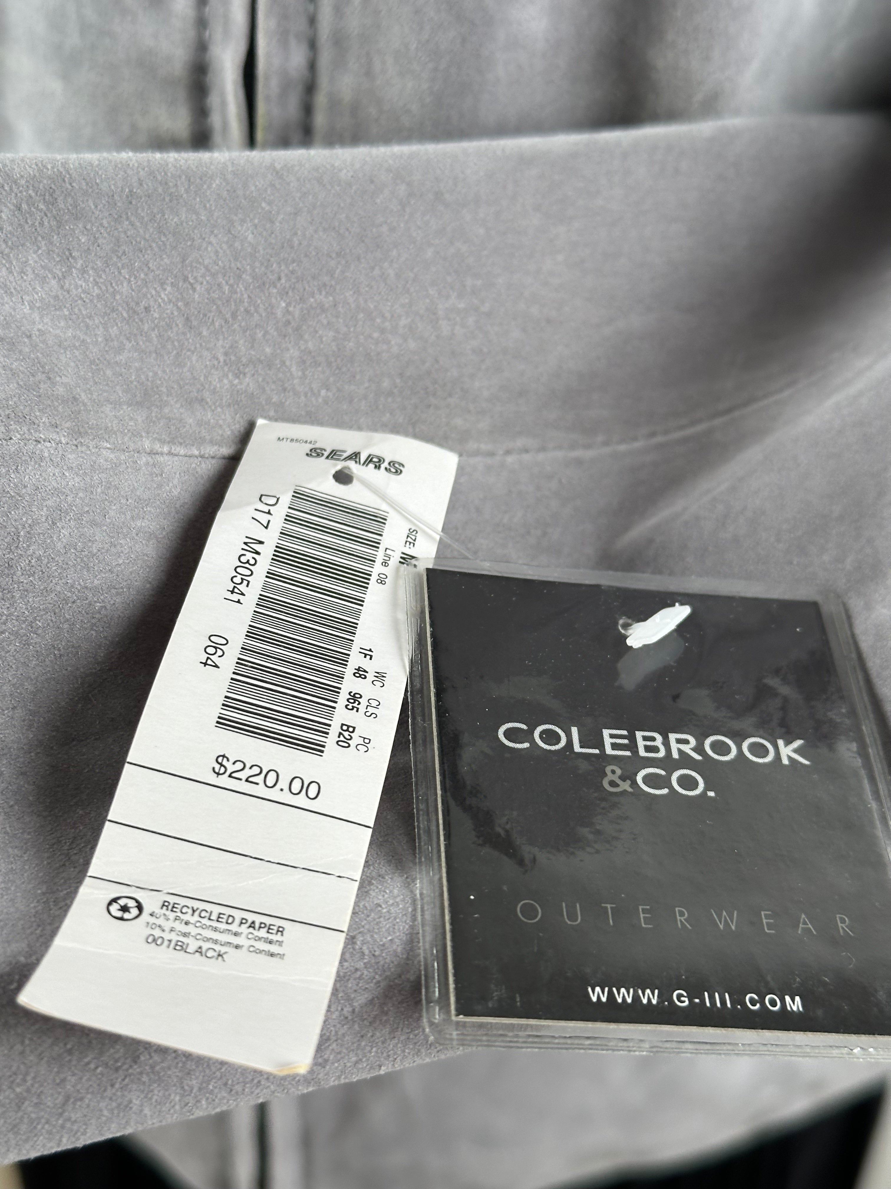 Colebrook & Co. – harmaa nahkatakki, koko M (uusi)