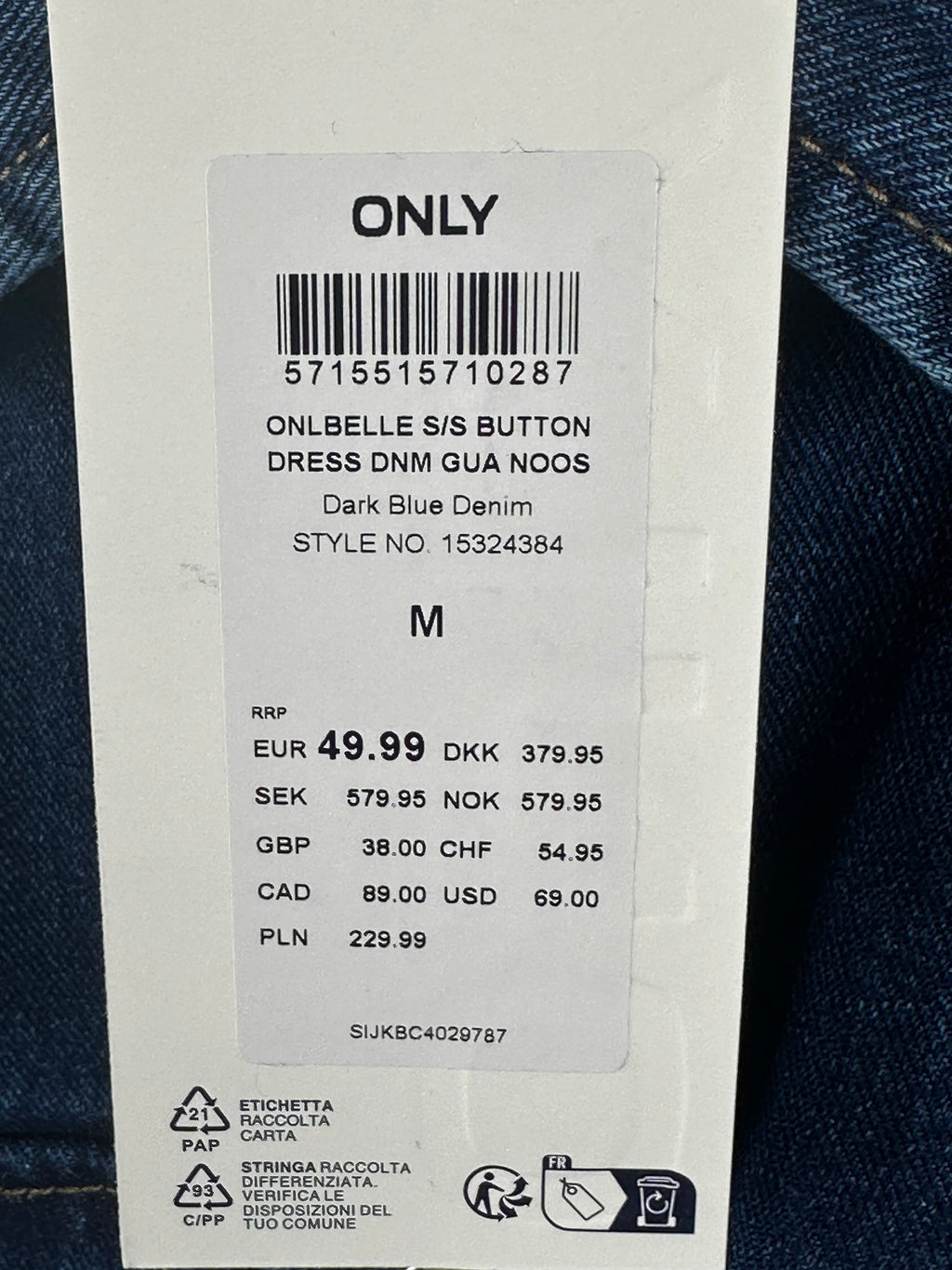 ONLY farkkumekko, koko M – uusi lapuilla