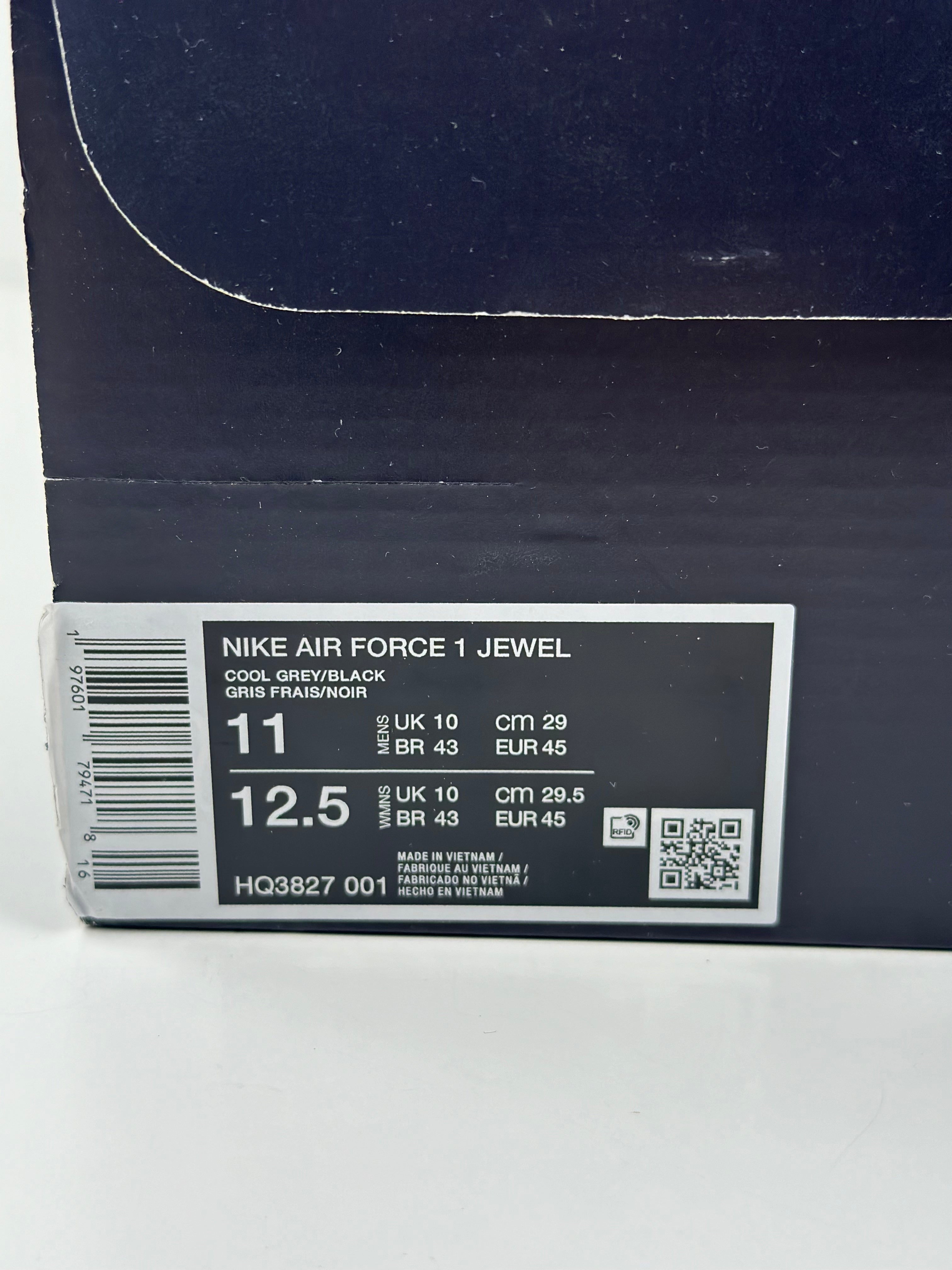 Nike Air Force 1 Jewel Cool Grey / Black (EUR 45)