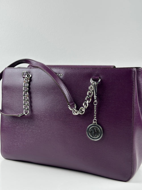 DKNY – luumunvioletti nahkainen käsilaukku