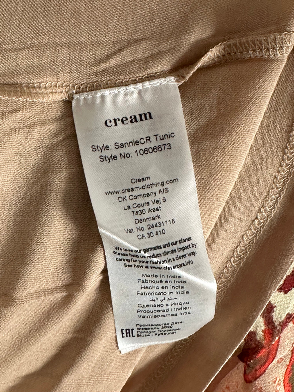 Cream SannieCR Tunic – uusi boheemi tunika, koko 38