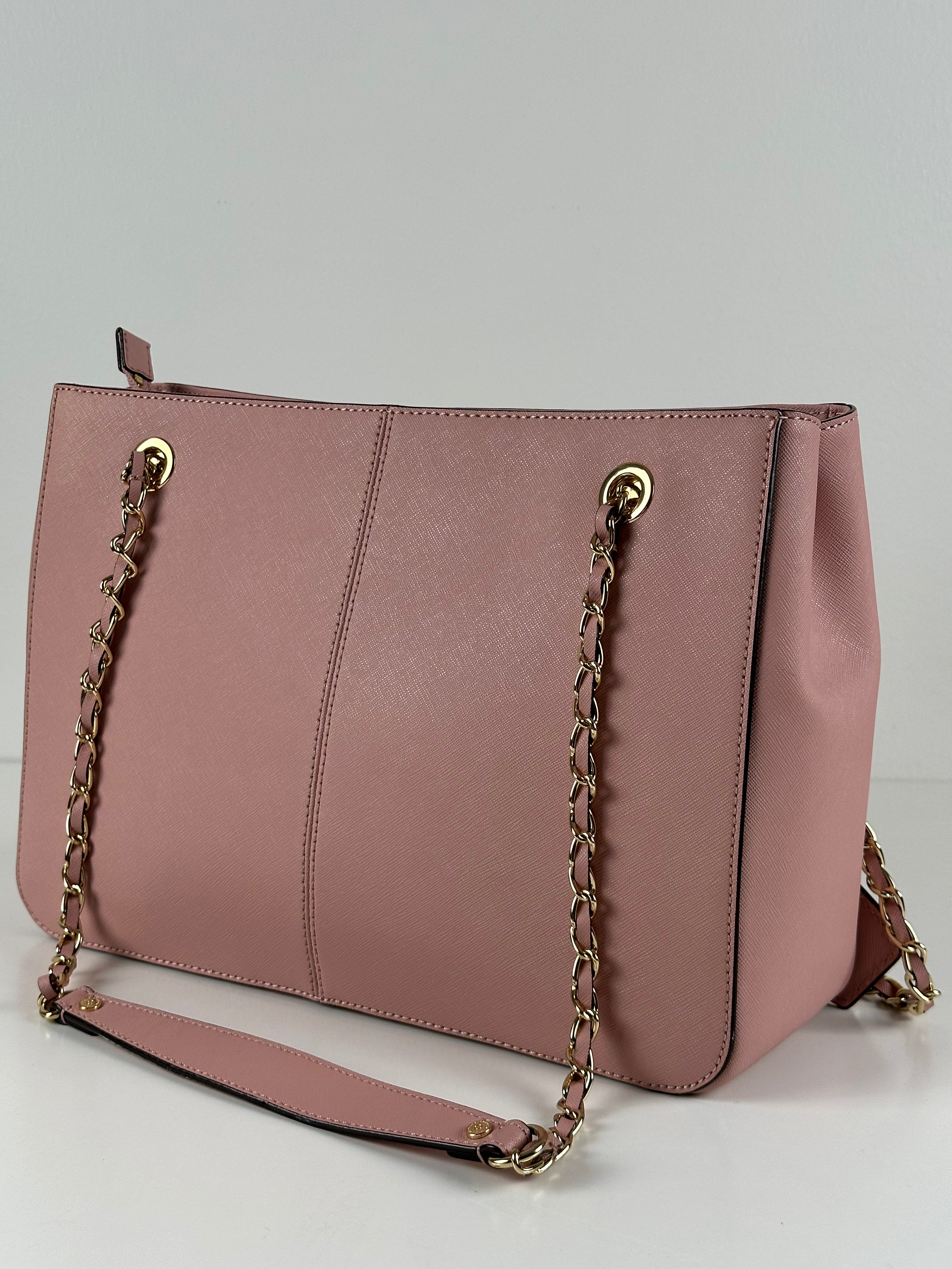 DKNY vaaleanpunainen nahkalaukku