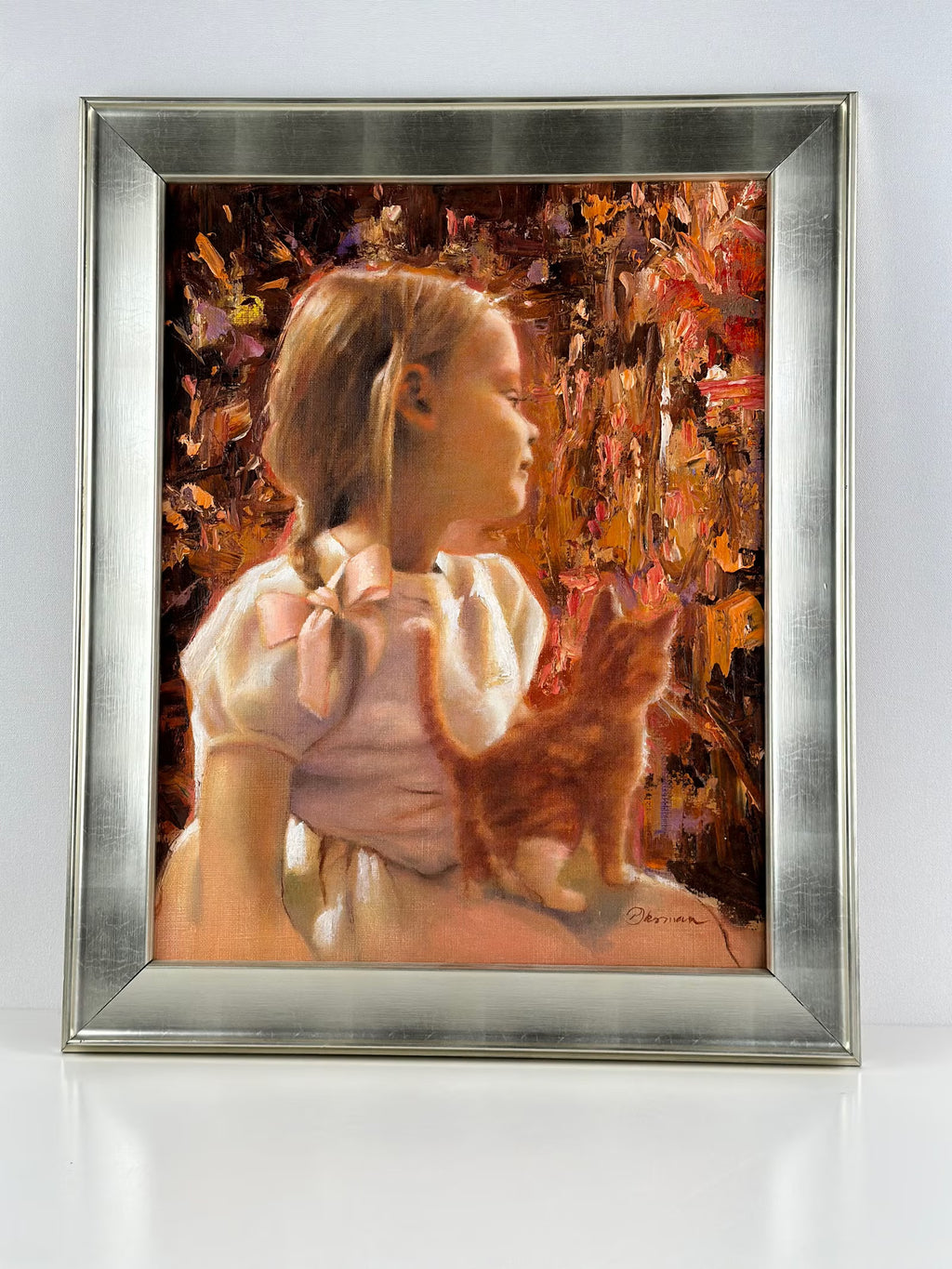 🎨 Paula Oksman – Öljyvärimaalaus, lapsi ja kissa