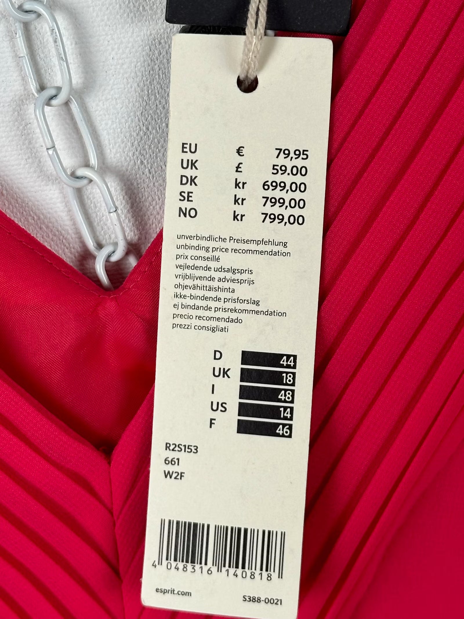 Esprit kirkkaanpinkki juhlamekko, koko 44